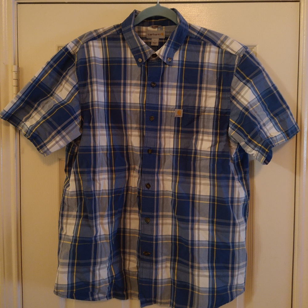 Carhartt Relaxed Fit Plaid Short Sleeve Button Down Shirt Men's sz Large - Picture 2 of 5